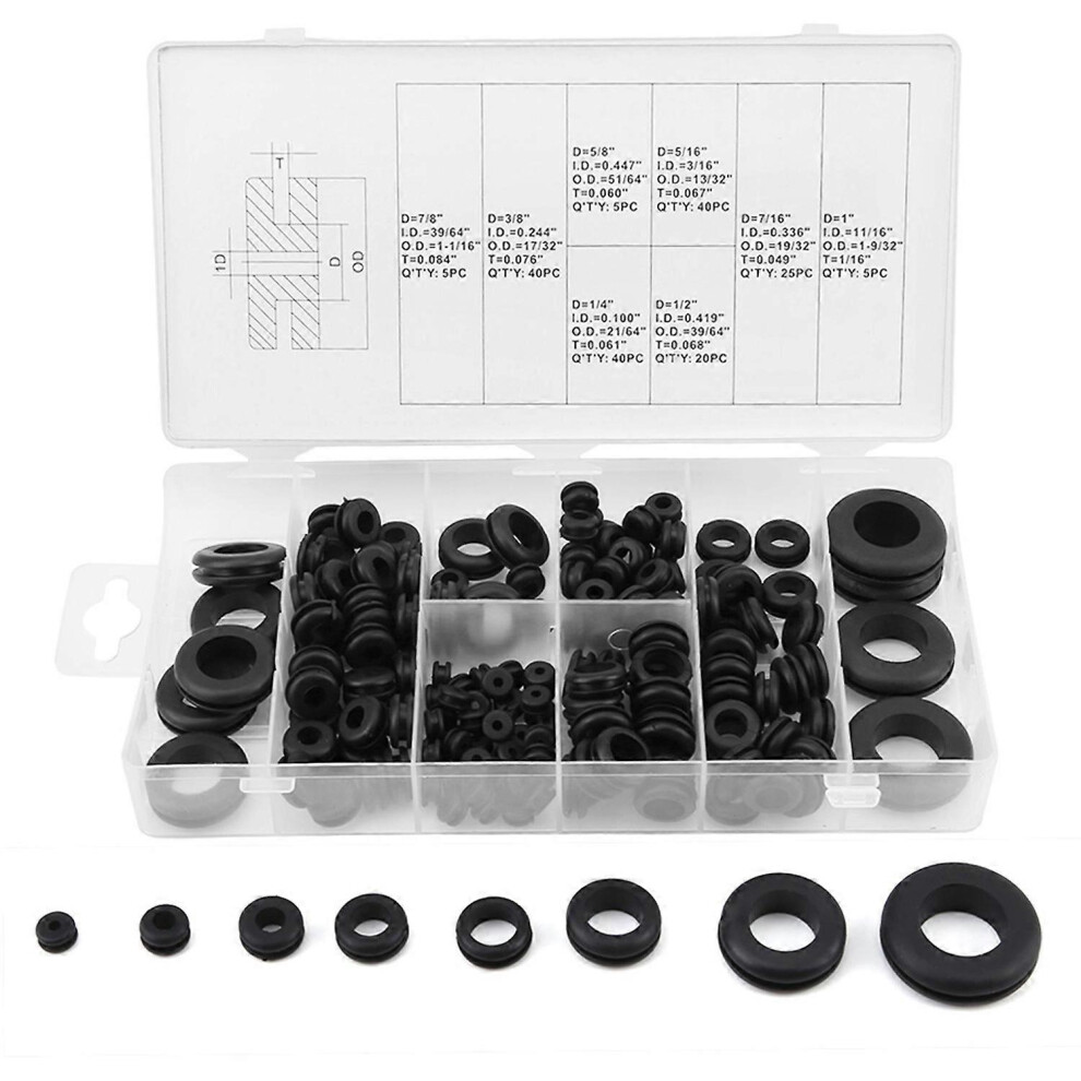 (As Show, One Size) 180 Pcs Soft Plastic Grommet Wire Ring Electrical Gasket Washer Seal Assortment 6909775642641
