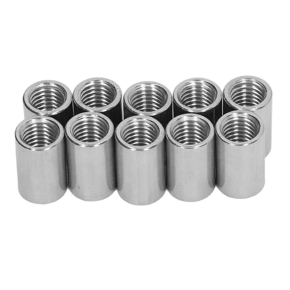 (As Show, One Size) 10Pcs Coupling Nut Round Rod Connector Female Thread 304 Stainless Steel M12x1.75 16 L25mm 6909775635322