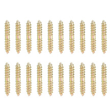 (As show, One size) 20pcs 5*30mm Dowel Screw Woodworking Furniture Connector Double Ended Screw