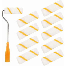 (As show, One size) Paint Rollers 10cm 10 Pieces Paint Roller Set Small Paint Roller With 1 Roller Brush Holder 30cm Home Decoration Tools compatible Door Ceiling Wall F