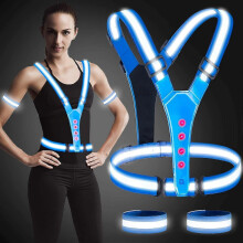 (As show, One size) Led Reflective Vest, High Visibility Led Reflective Safety Vest Running Lights compatible  Runners