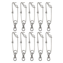 (As show, One size) 10 Set 3.8 X 150mm Fishing Snap Swivel 304 Stainless Steel Flexible Anti Tangling Barrel Swivel Snap