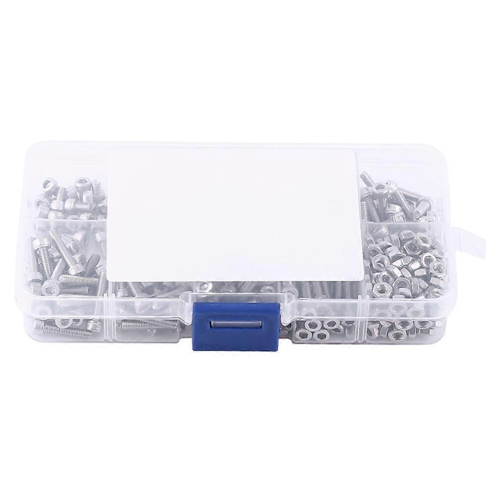 (As Show, One Size) 340Pcs M3 Stainless Steel Ss304 Hex Socket Cap Head Screws And Nuts Assortment 6909775649336