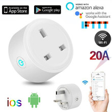 (As show, One size) Us/uk/eu Tuya Smart Wifi Plug Support Power Monitor Wireless Remote Socket Smart Timer Plug Voice Control With Alexa Google Home