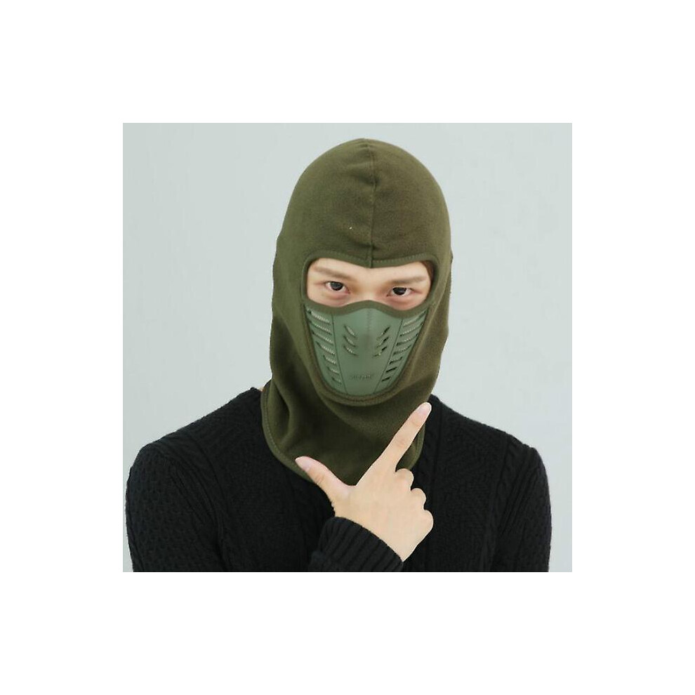 (Armygreen, One Size) Bike Face Mask Outdoor Winter Warm Bicycle Bike Climbing Skiing Windproof Carbon Filter Thermal Fleece Balaclava Head Protector 6909775928851