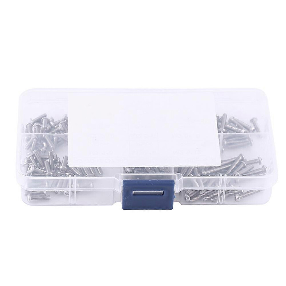 (As Show, One Size) 180Pcs M2.5 Stainless Steel Ss304 Pan Head Hex Socket Screws Assortment Kit 6909775600856