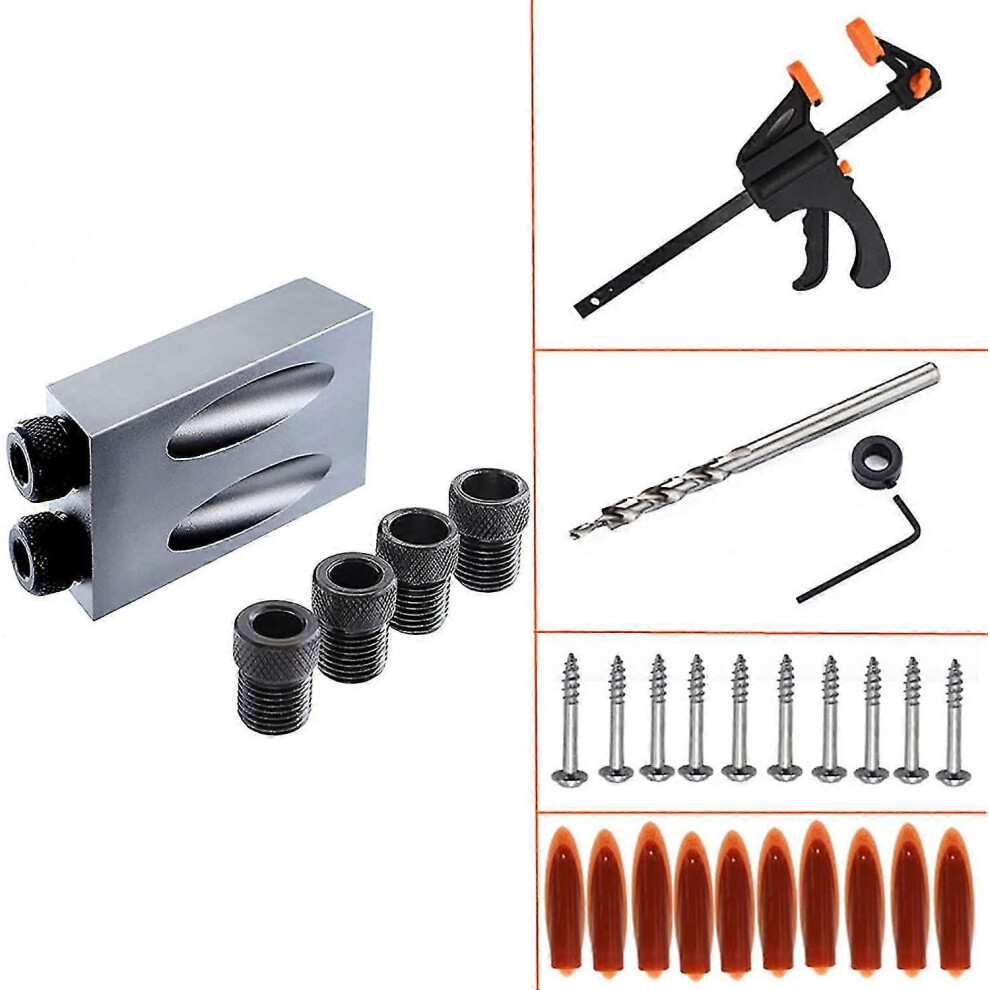 (As Show, One Size) 15 Degree Angle Drill Jig Compatible Woodworking 31Pcs 6909775835173