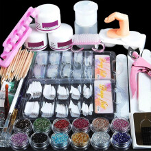 (As show, One size) Acrylic Nail Kit Acrylic Powder With Everything Professional compatible Beginner Glitter Powder False Nail