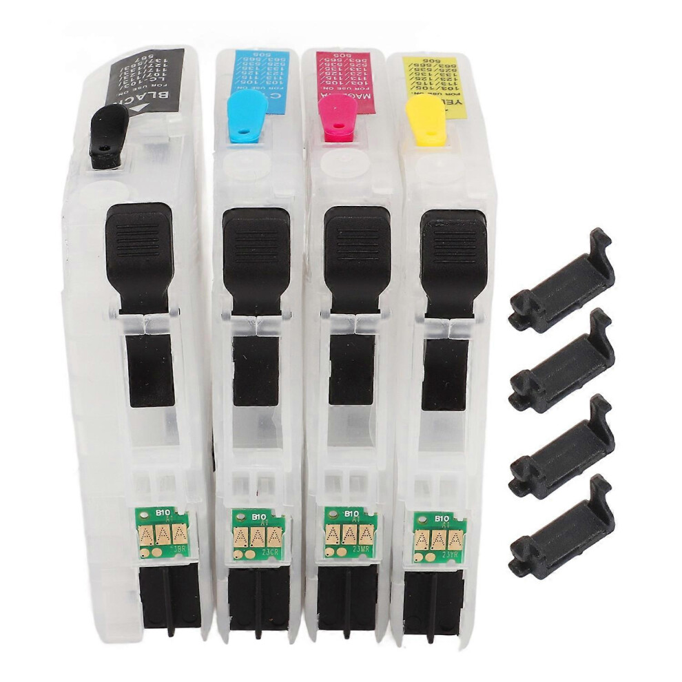 (As Show, One Size) 4 Colors Ink Cartridges With Permanent Chip Printer Refill Box Replacement Black Cyan Magenta Yellow Blue,Pink,Black 6909775558331