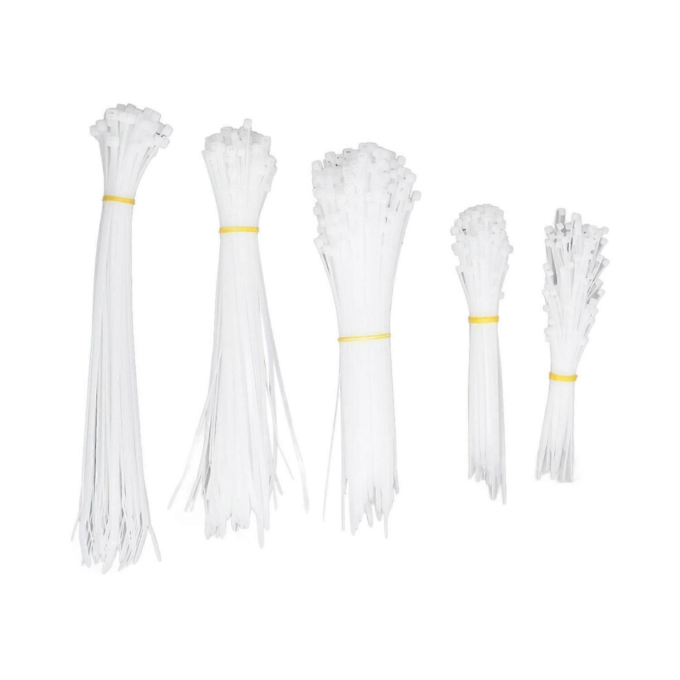 (As Show, One Size) 550Pcs Nylon Cable Zip Ties Assortment Set Self Locking Electric Wire Ties For Outdoor Indoor White 6909775616512