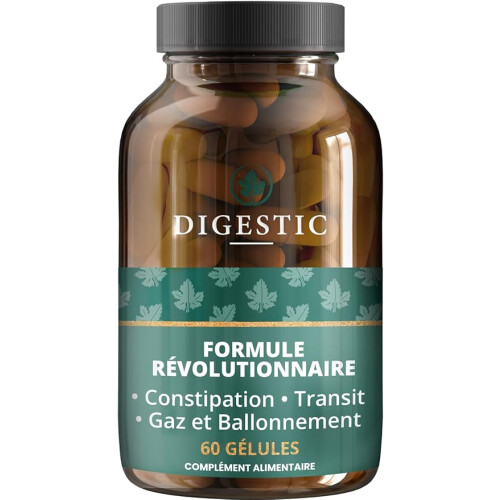 Digestic - Laxatif contre la constipation, 60 Capsules, ramollit les selles, naturel, nettoie, détox, purifie le colon, soulage gaz et ballonnements