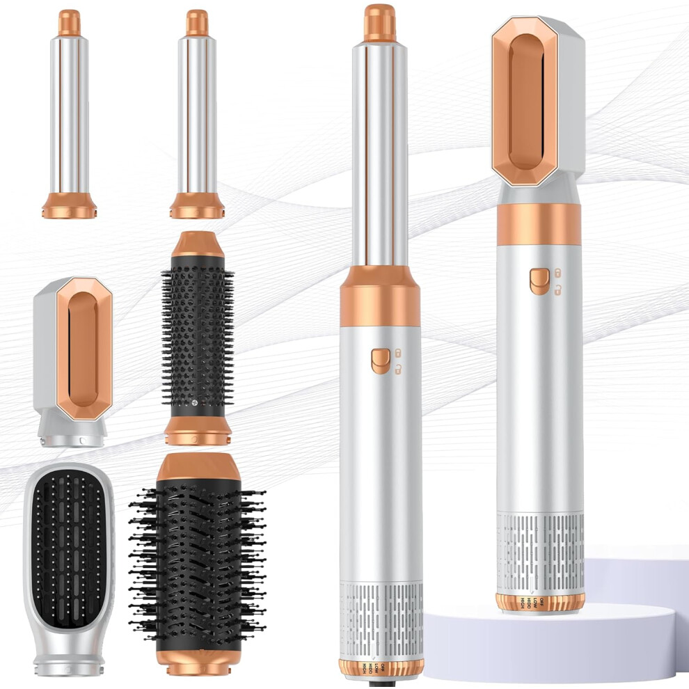Airbrush 6 in 1 Hair Styler 200 Millions Negative Ionic Hot Air Styler Set Magic Styler 1000W Blow Dryer Brush Set with Curl, Straighten, Volumise