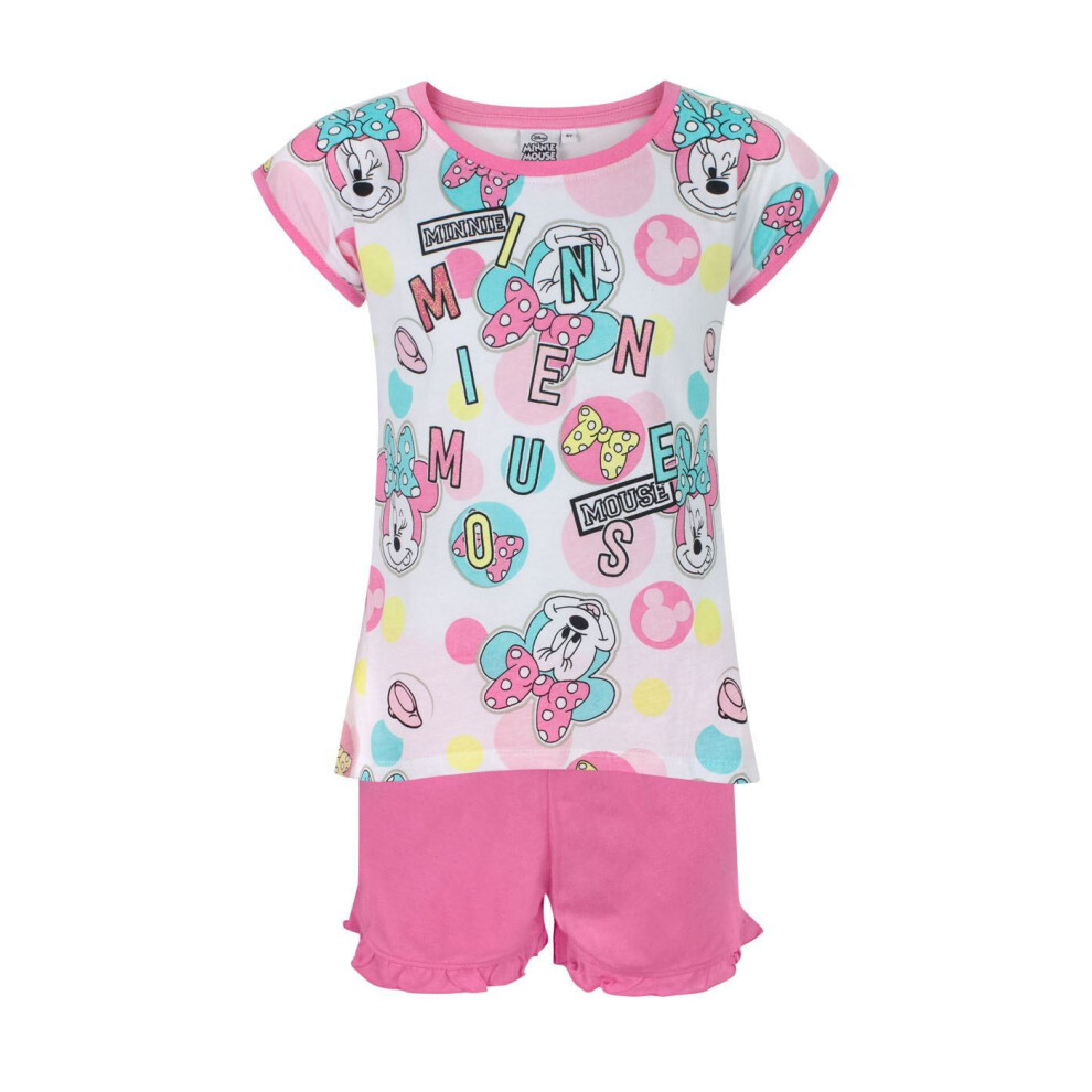 Disney Minnie Mouse Short Sleeve Short Leg Pyjama Set (Girls Pink)