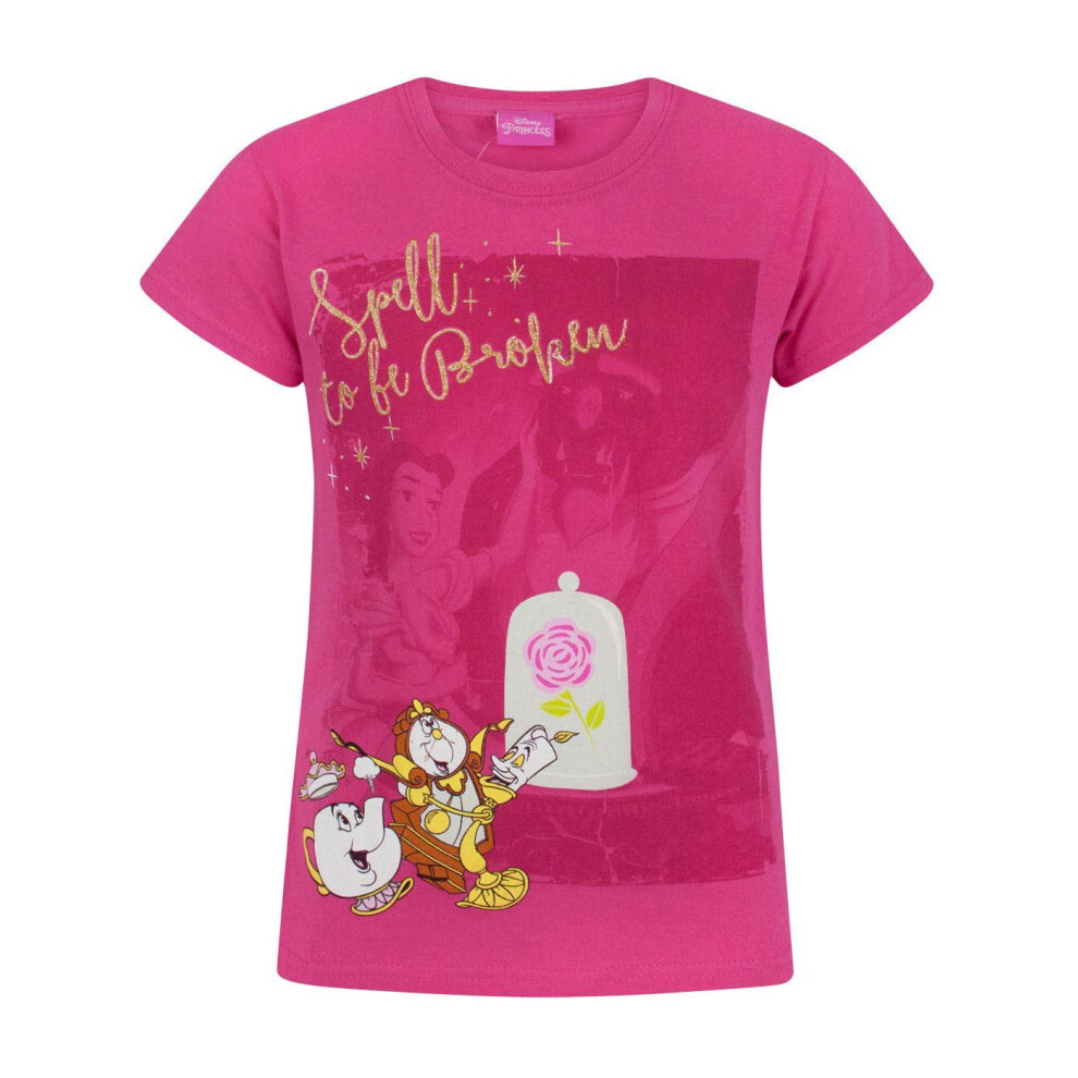 (13-14 Years) Disney Short Sleeved T-Shirt (Girls Pink)