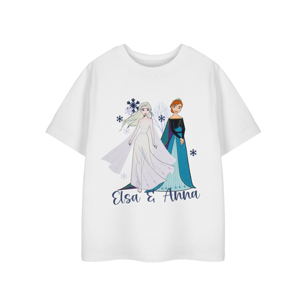 (7-8 Years) Disney Frozen Short Sleeved T-Shirt (Girls White)