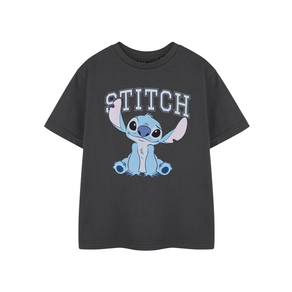 (11-12 Years) Disney Lilo & Stitch Short Sleeved T-Shirt (Girls Grey)