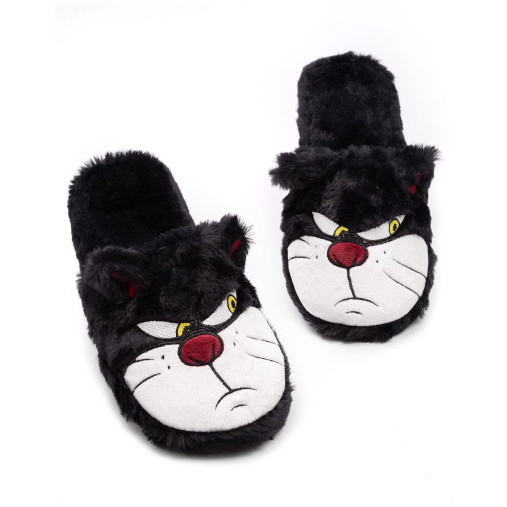 (3-4 UK) Disney Cinderella Lucifer Slippers Fluffy Cat Womens Ladies Black