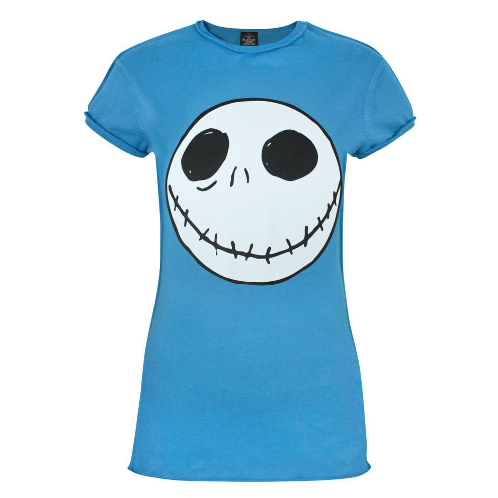 (X-Large) Disney The Nightmare Before Christmas Short Sleeved T-Shirt (Womens Blue)