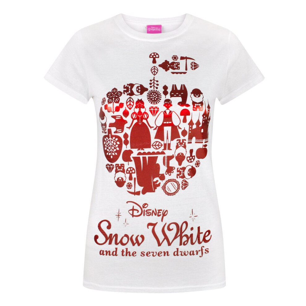 (Large) Disney Short Sleeved T-Shirt (Womens White)