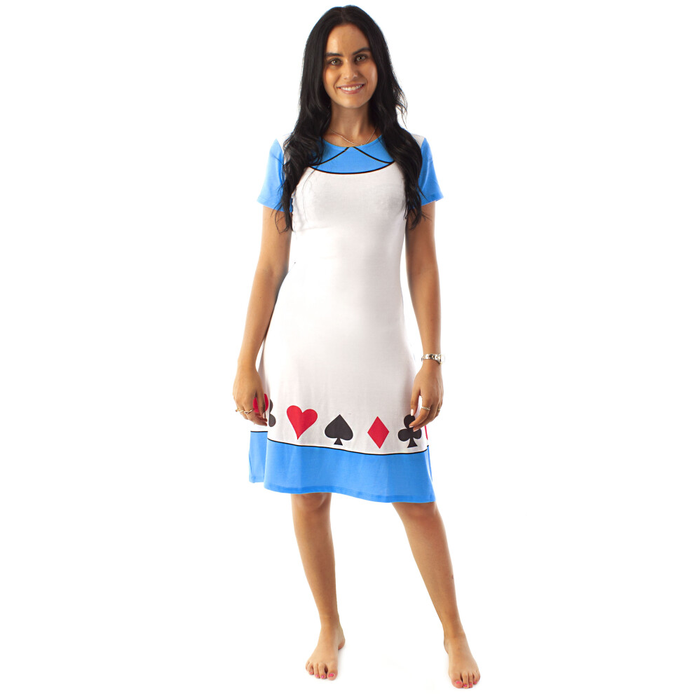 (Medium) Disney Short Sleeve Skater Dress (Womens White)