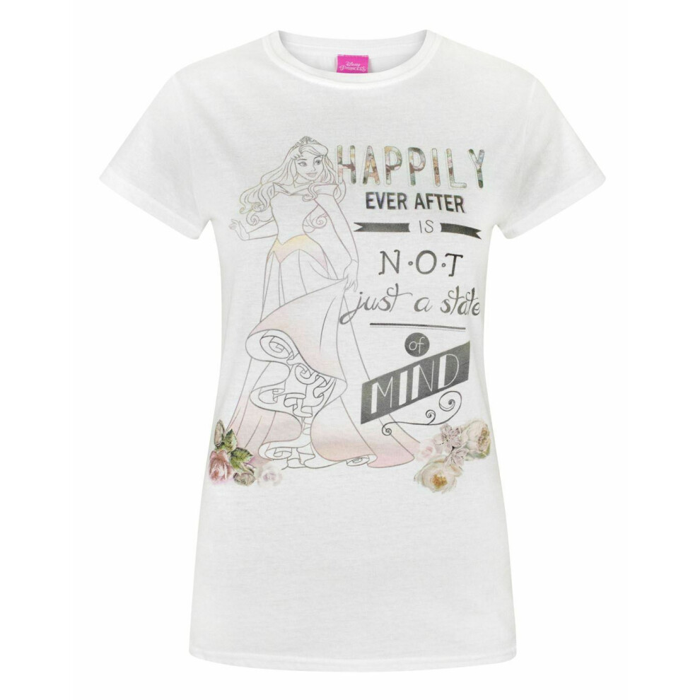 (Large) Disney Short Sleeved T-Shirt (Womens White)