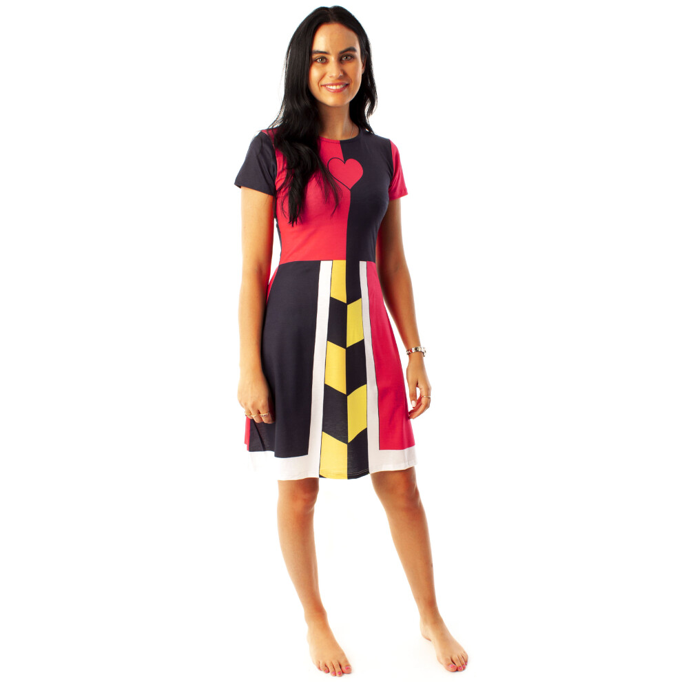 Disney  Alice in Wonderland Short Sleeve Skater Dress (Womens White)