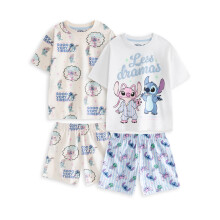 (7-8 Years) Disney Lilo & Stitch Multi-Pack of 2 Short Sleeve Short Leg Pyjama Set (Girls Multicoloured)