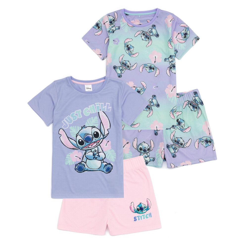 Disney (7-8 Years) Short Sleeve Short Leg Pyjama Set (Girls Multicoloured) Purple/Pink
