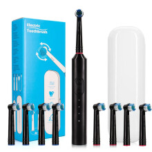 Brosse à dents électrique rotative entièrement automatique, rechargeable par USB (8 têtes de brosse