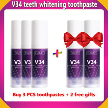 (5 Stück) V34 Lila Whitening Zahnpasta – Entfernt Verfärbungen, reduziert Vergilbung, pflegt Zähne und