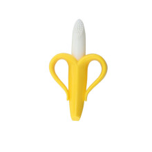 (Yellow)Silicone Baby Teether Toys BPA Free Safe Banana Teething Ring Toddler Chew Dental Care Toothbrush