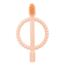 (Pfirsichrosa) 2-in-1-Beißring für Babys, 360-Silikon-Babyzahnbürste, weiches Babyzubehör