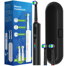 Brosse à dents électrique rotative intelligente (noire), brosse à dents électrique rotative rechargeable