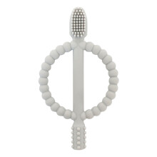 (Hellgrau) 2-in-1-Beißring für Babys, 360-Silikon-Babyzahnbürste, weiches Babyzubehör