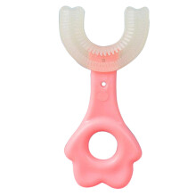 (Rosa L para niños de 6 a 12 años) Cepillo de dientes infantil en forma de U, 360 grados, mordedor para