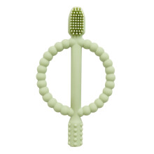 (Hellgrün) 2-in-1 Beißring für Babys, 360-Silikon-Babyzahnbürste, weiches Babyzubehör