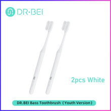 (2 piezas blancas) Cepillo de dientes Dr. Bei versión juvenil, 2 colores, cuidado de las encías, limpieza