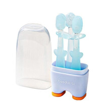 Cepillo de dientes de silicona azul para bebés, cepillo de lengua de PP, cepillo de dientes para niños