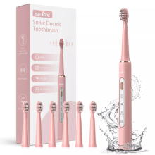 (TB8132A-CE Pink) Sejoy Schallzahnbürste für Erwachsene, wiederaufladbar, 5 Reinigungsmodi, Ultraschall