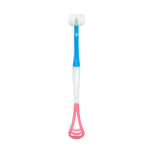 (rosa) 1 cepillo de dientes creativo para bebés con tres lados, cepillo suave y seguro para el cuidado