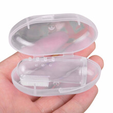 (weiß) Niedliche Baby-Fingerzahnbürste mit Box, Kinderzähne, durchsichtig, Massage, weiches Silikon,