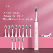 (Pink, 12 Aufsätze) Ultraschall-Zahnaufhellungsgerät für Erwachsene mit Timer, automatischer Vibrationsfunktion,