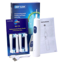 (Weiß) Elektrische Zahnbürste, kabellos, USB-aufladbar, wasserdicht, intelligente Zahnbürste, effektive