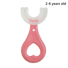 (01Pink-2-6Y) Babyzahnbürste für Kinder, 360 U-förmig, zur Zahnreinigung
