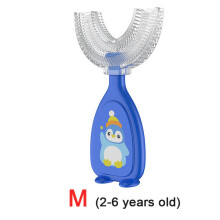 (Blau 2-6) Babyzahnbürste, Zahnreinigungsbürste für Kinder, weiche Silikon-Beißring-Zahnbürste