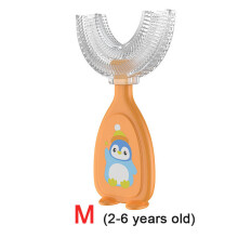(Orange 2-6) Babyzahnbürste, Zahnreinigungsbürste für Kinder, weiche Silikon-Beißring-Zahnbürste