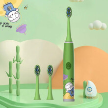 (Grün – 3er-Pack) Elektrische Kinderzahnbürste mit farbenfrohem Cartoon-Weltraummotiv, sanfte Haarreinigung