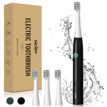 (T501 Schwarz) Sejoy Schallzahnbürste für Erwachsene, wiederaufladbar, 5 Reinigungsmodi, Ultraschallzahnbürste