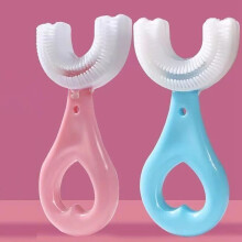 (Rosa-Blau) 2 Stück U-förmige Kinderzahnbürsten zur Zahnreinigung bei Babys und Kindern