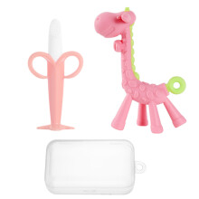 (2 Stück mit Box) 2 Stück Baby-Beißringe aus Silikon, BPA-frei, bananenförmig, sicherer Beißring für